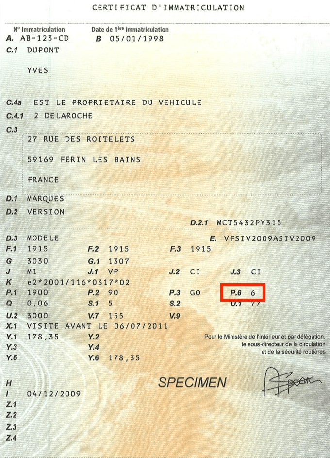 Véhicule – Nouvelle Carte Grise