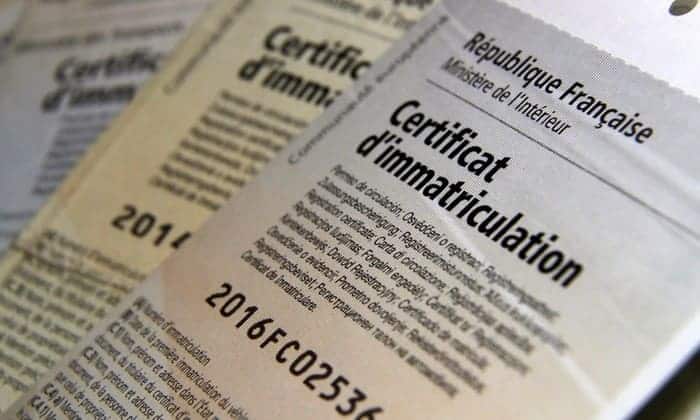 certificats d'immatriculations