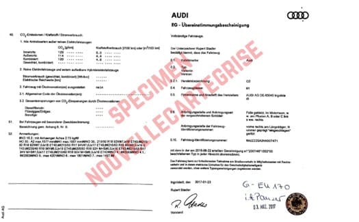 certificat de conformité audi