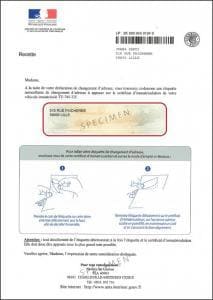 courrier étiquette nouvelle adresse carte grise